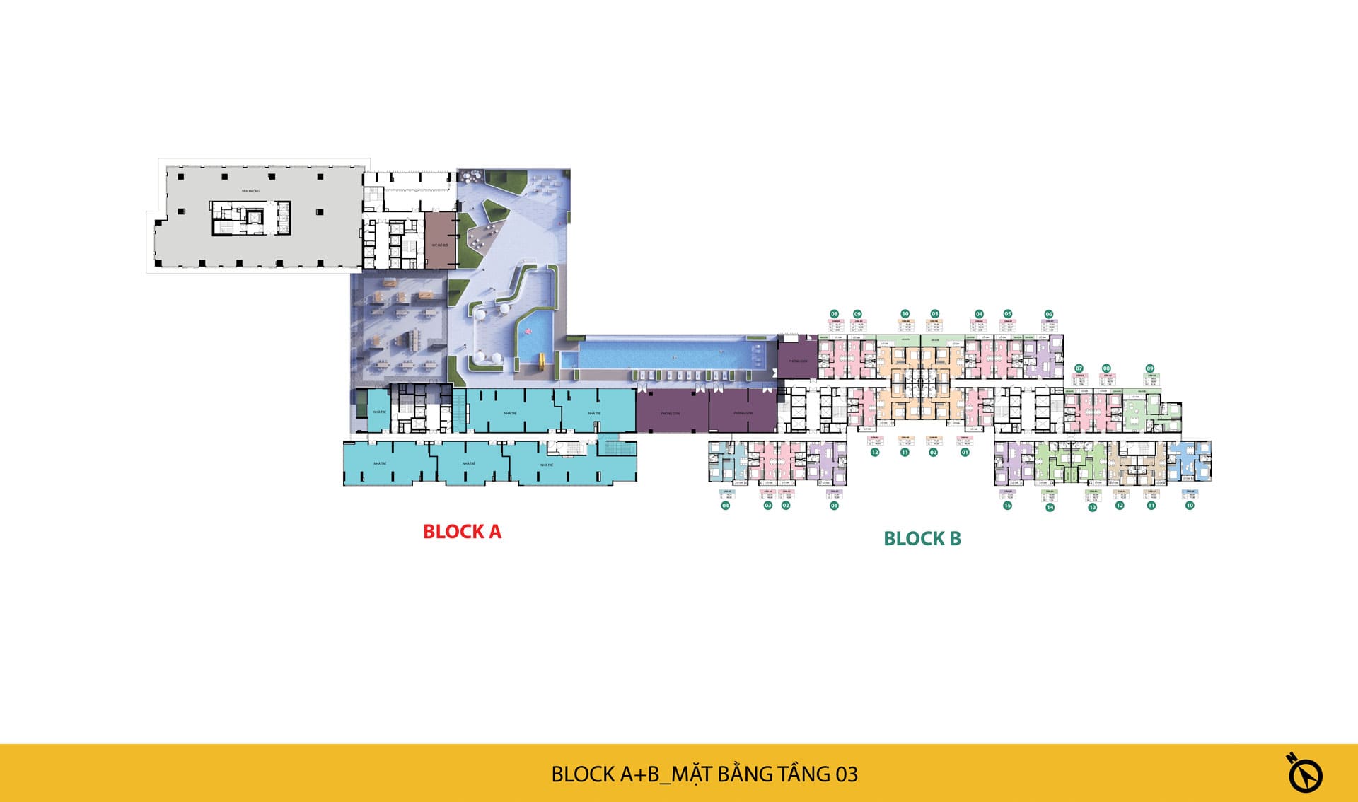 Mặt bằng điển hình tầng 3 dự án căn hộ Bcons NewSky tại Thuận An